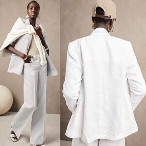 NWT Banana Republic Islet Linen Blazer Light Blue Size 10 Lightweight Office